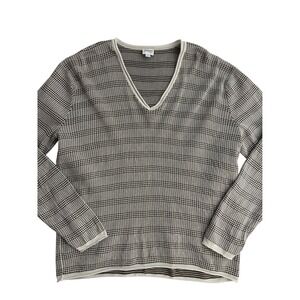 Armani Collezioni Brown Beige Knit V Neck Sweater Men's Size Large Long‎ Sleeve